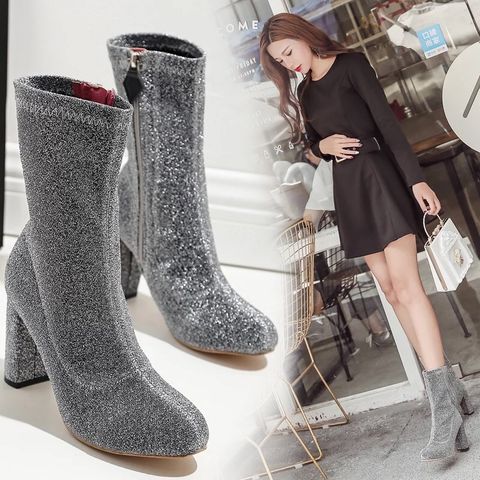 Boot sequin óng ánh đẹp độc màu đen và bạc