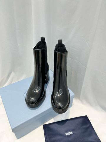 Boot PRADA* cổ lỡ da bóng mờ gót to cao 8cm đẹp sang VIP 1:1