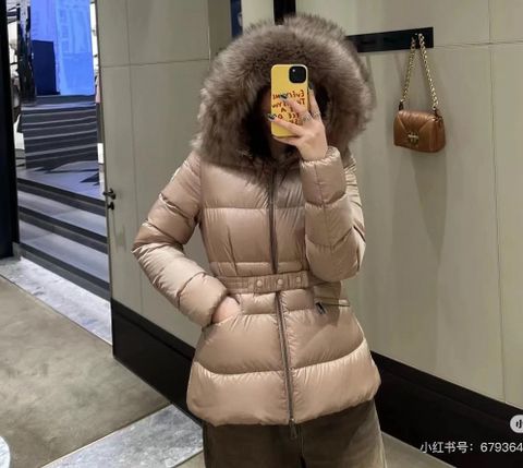 Áo phao nữ moncler* dáng lỡ đai eo màu nâu cafe mới đẹp sang VIP 1:1