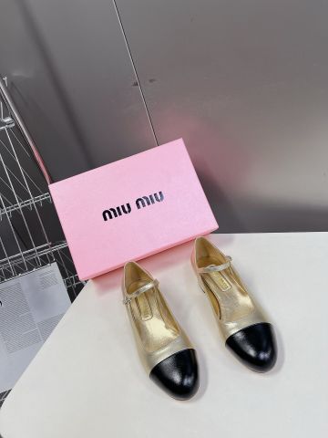 Giày búp bê miu* miu* đế cao 3,5cm da bò cao cấp VIP 1:1