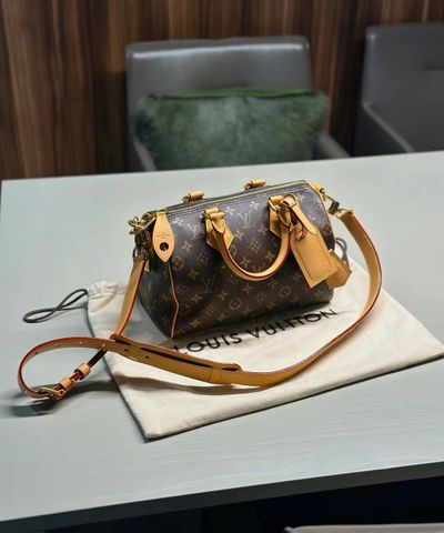 Túi xách nữ L*V da Speedy P9 Bandoulière 25 Monogram nâu