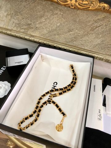 Belt CHNEL* xích vàng da đen đẹp sang VIP 1:1