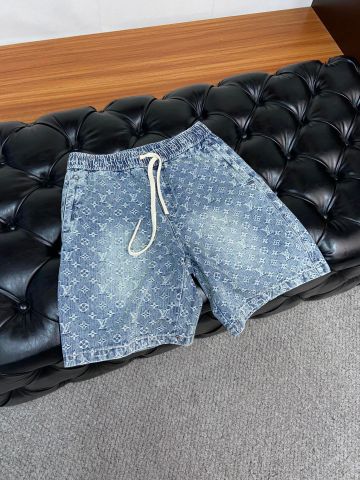 Quần short jeans nam LV* hoạ tiết Monogram