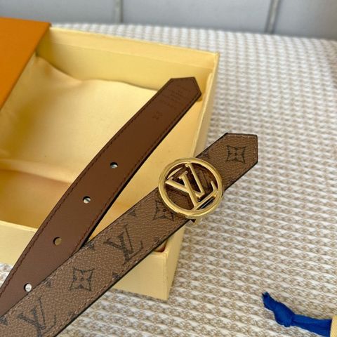 Belt nữ LV* bản 2.5cm dây hoạ tiết Monogram nâu vàng