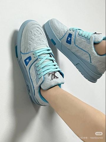 Giày thể thao nam nữ L*V trainer dập nổi hoạ tiết Monogram cao cấp