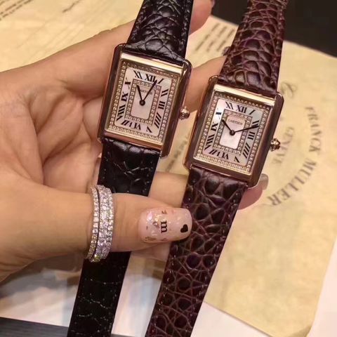 Đồng hồ cartier nữ mặt chữ nhật nạm đá