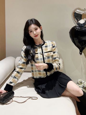 Áo khoác dạ tweed chanel* kẻ màu đẹp VIP 1:1