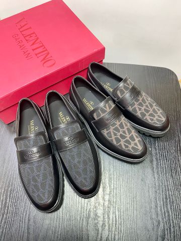 Giày nam Loafer VALENTINO* da bóng mờ phối hoạ tiết Logo canvas kiểu đẹp độc đáo VIP 1:1