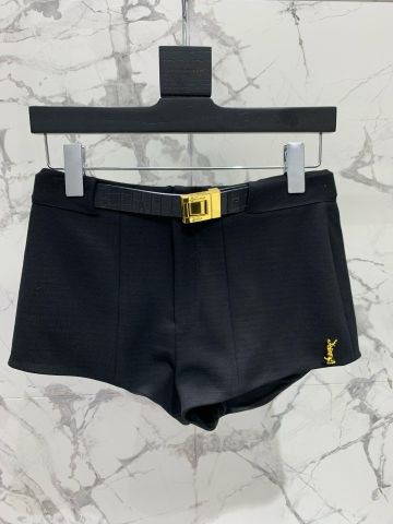 Quần short YSL* đen đai logo vàng đẹp VIP 1:1