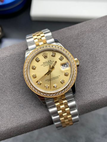 Đồng hồ nữ rolex* dây kim loại case 31mm mặt viền kim máy cơ VIP 1:1