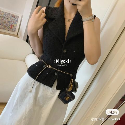 Áo gile chanel* tweed VIP 1:1