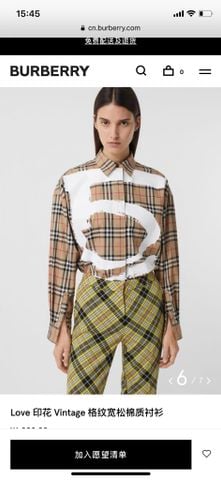 Sơ mi nam nữ BURBERRY* kẻ in chữ đẹp VIP 1:1