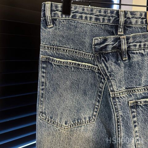 Quần jeans nữ ống rộng khuy lệch kiểu độc lạ VIP 1:1