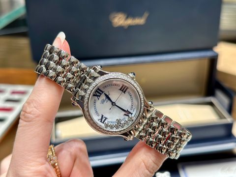 Đồng hồ nữ chopard* dây kim loại viền kim cương VIP 1:1