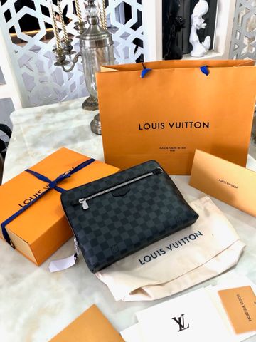 Clutch LV* nam nữ hoạ tiết karo sz 27cm đẹp SIÊU CẤP