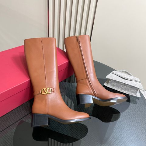 Boot VALENTINO* cổ cao da bò xịn gót vuông cao 6cm đẹp VIP 1:1