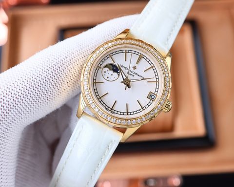 Đồng hồ nữ VACHERON* CONSSTANTIN* dây da máy cơ case 33mm viền kim đẹp sang SIÊU CẤP