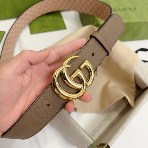 Belt nam nữ GUCCI* bản 3,7cm dây da bò dập hoạ tiết Logo