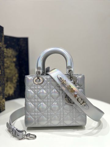 Túi xách nữ Dior* 20cm màu bạc đẹp quai bản to