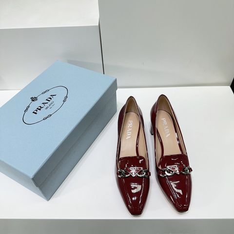 Giày nữ PRADA* da bóng cao 5cm Đẹp sang VIP 1:1