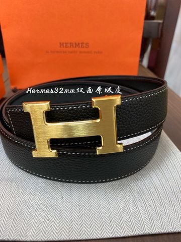 Belt nam nữ HERMES* bản 3,2cm dây da bò cao cấp