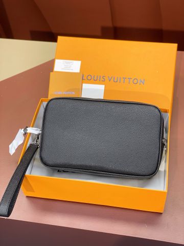 Túi clutch Louis* LV* nam nữ 25cm da nhám khoá đúc bạc đẹp sang VIP 1:1