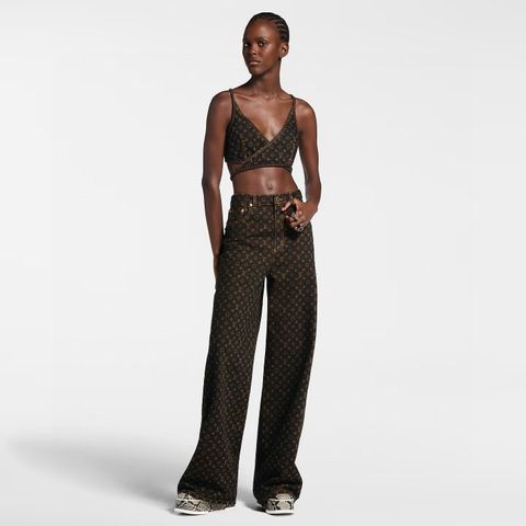 Set L*V Denim Nữ (Áo Croptop + Quần Ống Suông