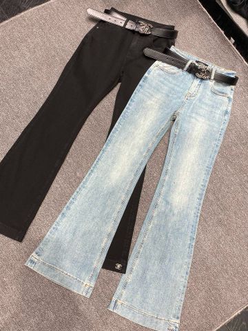 Quần jeans nữ CHA*NEL* ống loe kèm belt VIP 1:1