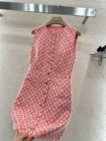 Váy   L*V  hoạ tiết Monogram pink