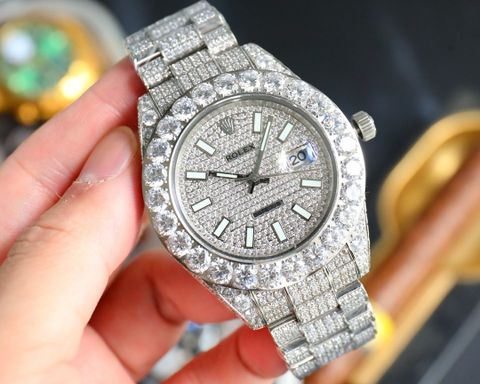 Đồng hồ nam rolex* nạm full kim cương viền mặt nạm hạt to đẹp sang nổi bật VIP 1:1