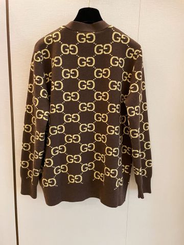 Áo cardigan len GUCCI* hoạ tiết Logo nâu đẹp VIP 1:1