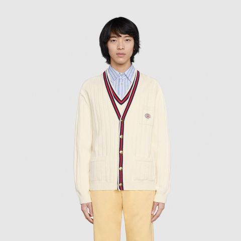 Áo cardigan len GUCCI* nam nữ viền sọc màu đẹp trẻ trung VIP 1:1