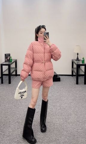 Áo phao nữ GUCCI* đai eo hoạ tiết logo  cao cấp màu đẹp