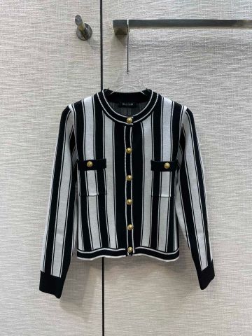 Áo len nữ BALMAIN* kẻ sọc khuy vàng đẹp VIP 1:1