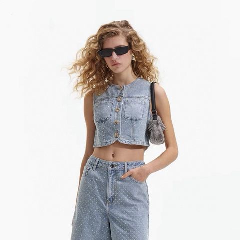 Bộ áo gile và váy jeans đính đá kiểu đẹp độc vip 1:1