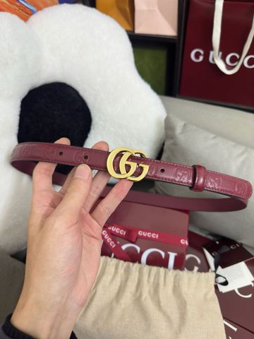 Belt nữ GUCC* bản nhỏ 2.0cm da bò dập nổi hoạ tiết logo đẹp cao cấpO