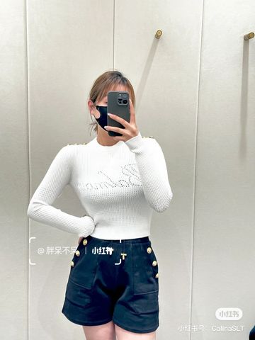 Áo len nữ BALMAIN* khuy vai vàng đẹp VIP 1:1