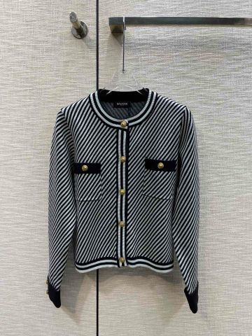 Áo cardigan len nữ BALMAIN* sọc đen trắng đẹp sang VIP 1:1