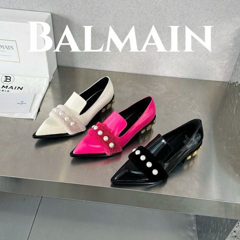 Giày nữ BALMAIN* đế tán logo vàng mũi nhọn kiểu độc VIP 1:1