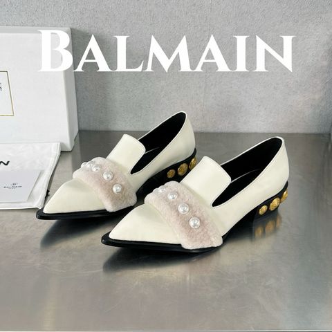 Giày nữ BALMAIN* đế tán logo vàng mũi nhọn kiểu độc VIP 1:1