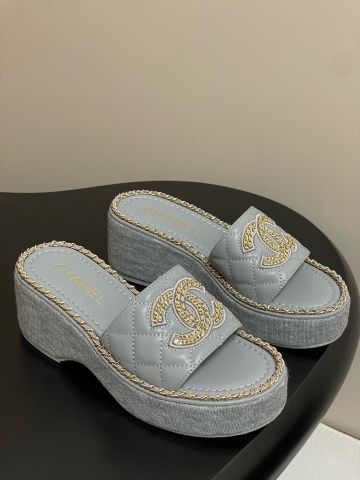 Giày nữ CHNEL*  Sandal Đế Xuồng “Double C