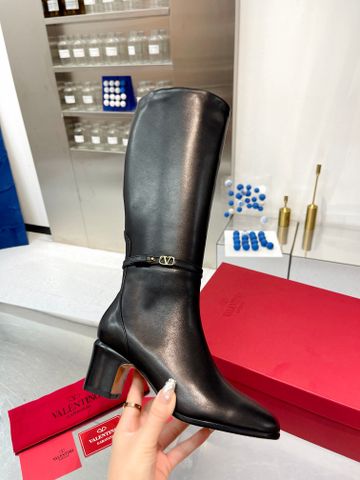 Boot VALENTINO* cao 6cm cổ cao gần gối da bò lỳ đẹp VIP 1:1