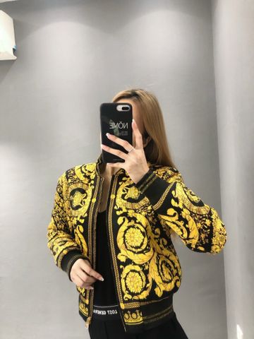 Áo bomber nữ VERSACE* hoa văn vàng đẹp sang hàng độc SIÊU CẤP