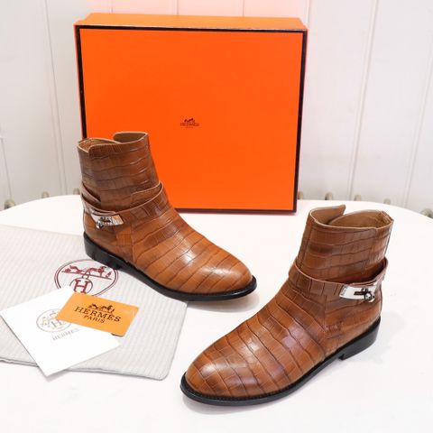 Boot Hermes* vân cá sấu cổ thấp khoá bạc đẹp 35-42