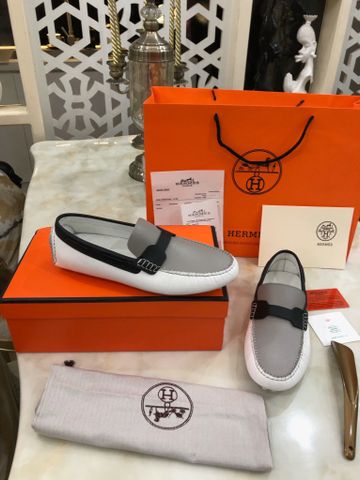 Giày lười Hermes* da nhám phối 2 màu đẹp SIÊU CẤP