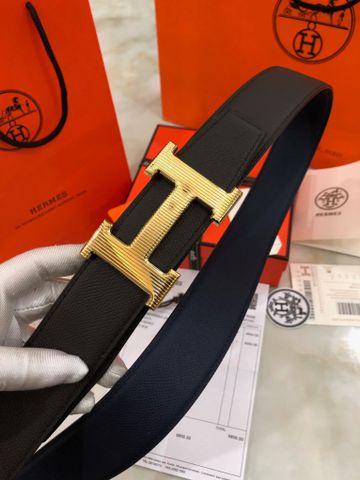 Belt nam Hermes* mặc sọc dây da bò dùng đc 2 mặt màu nâu