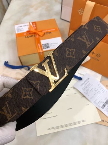 Belt nam LV* dây hoạ tiết Monogram mặc logo vàng đẹp cao cấp