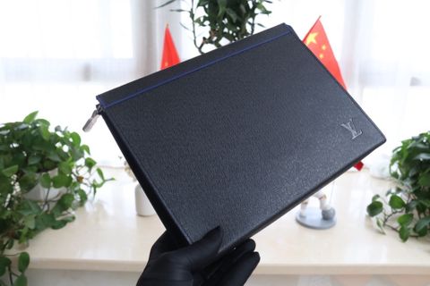 Clutch LV* nam nữ da nhám viền màu size 27cm đẹp sang cao cấp