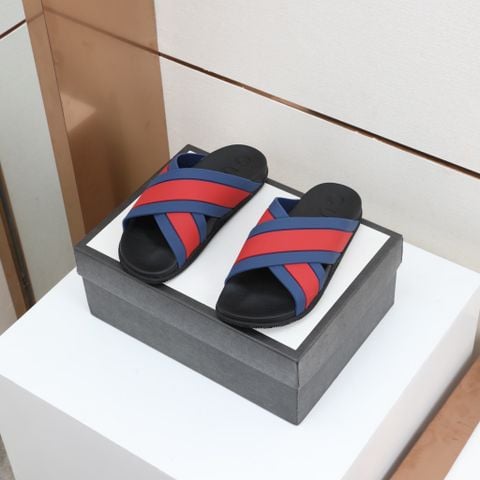 Dép nam GUCCI* quai cao su sọc màu đan chéo đẹp