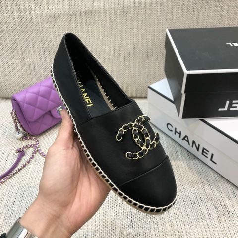 Giày slip on nữ CHANEL* đế cói da bò lỳ mềm đẹp cao cấp